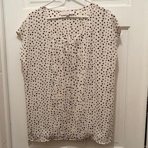 LOFT Women's Black and White Polka Dot Blouse